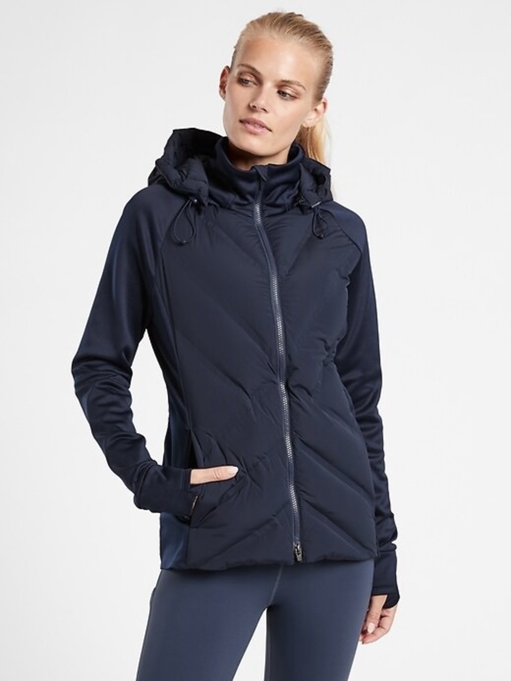 Athleta Inlet Jacket In Navy Size M Down Fill
